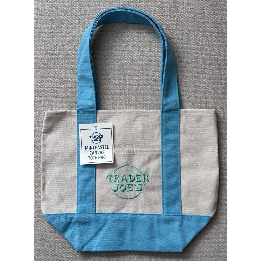 TRADER JOE’S MINI PASTEL BLUE CANVAS‎ TOTE BAG